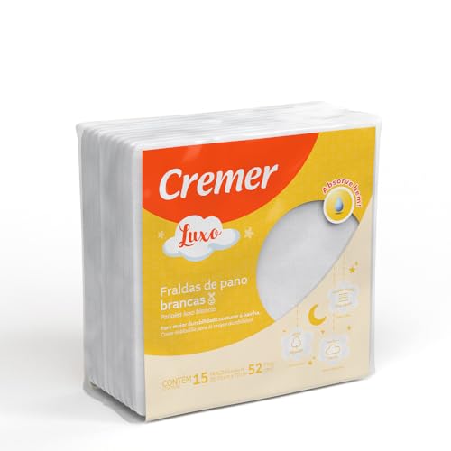 RECORRÊNCIA Cremer Fralda Luxo Branca 70 X 70 Cm Pc Com 5 Unidades!