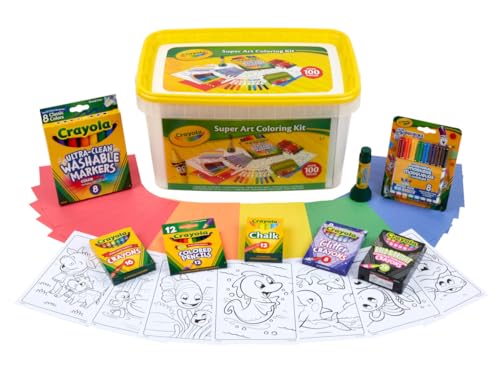 Crayola Super Art Coloring Kit (100+ Pcs), Bulk Stocking Stuffers, Holiday & Christmas Gifts for Kids, Arts & Crafts Supplies Set, Ages 4, 5, 6 [Amazon Exclusive]
