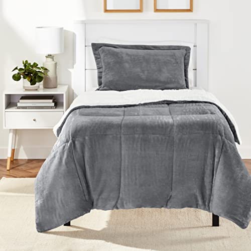 AmazonBasics Micromink Sherpa Comforter Set Irresistibly Soft