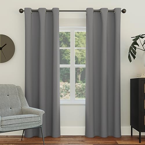 Sun Zero Easton Energy Saving Blackout Grommet Curtain Panel, 40" x 84", Gray