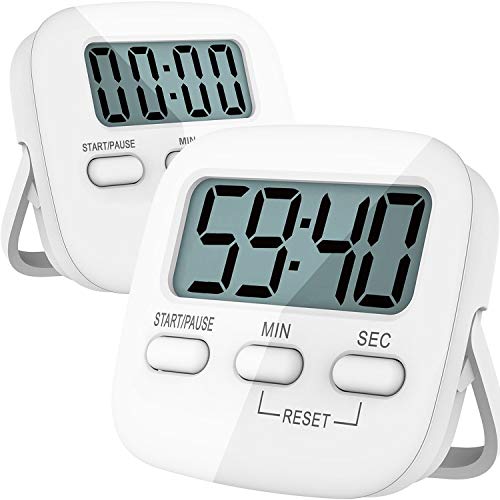Antonki 2 Pack Digital Timer for Kids, Magnetic Countdown Kitchen Timers for Cooking, Egg, Classroom, Teacher, Exercise, Study, Oven - Battery Included