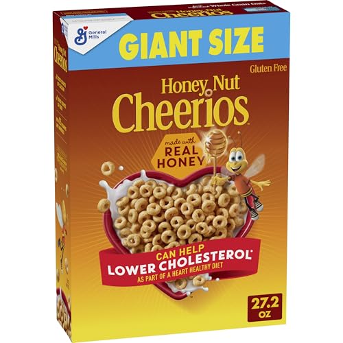 Honey Nut Cheerios, Heart Healthy Gluten Free Breakfast Cereal with Whole Grain Oats, Giant Size, 27.2 oz