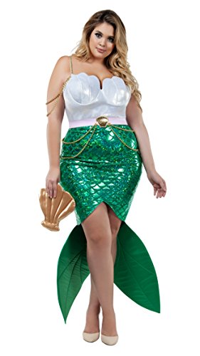 Starline Women's Size Plus Alluring Sea Siren Costume, Turquoise/White 3, 5X-Large