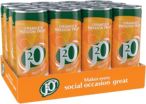 J2O Fruit Juice, Orange and Passion Fruit, 250ml Cans