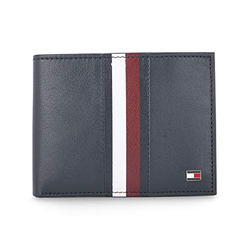 Tommy Hilfiger Men's Passcase Wallet Rane - Navy | 2 Compartments | 10 Cards Slots | Stylish Men's Leather Wallet