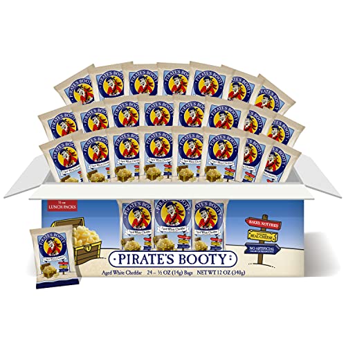 Pirate's Booty Aged White Cheddar Cheese Puffs, Gluten-Free, Kids Snacks, 0.5oz (24ct)