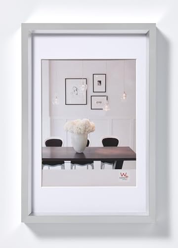 walther design Picture Frame Silver 10,5 x 15 cm with PassepArtout, Steel Style Plastic Frame ES015S