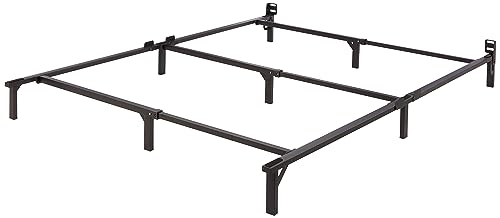 Amazon Basics Metal Bed Frame(Box Spring Required), 9-Leg Base for Box Spring and Mattress, Queen, Tool-Free Easy Assemb
