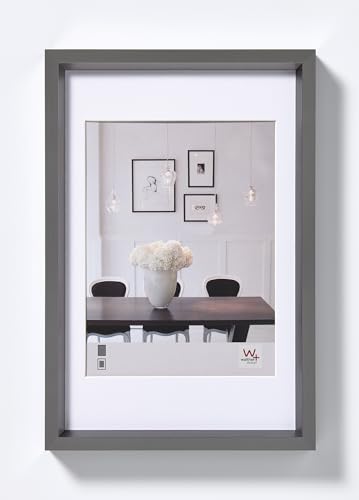 walther design Picture Frame Steel 18 x 24 cm with PassepArtout, Steel Style Plastic Frame ES824D