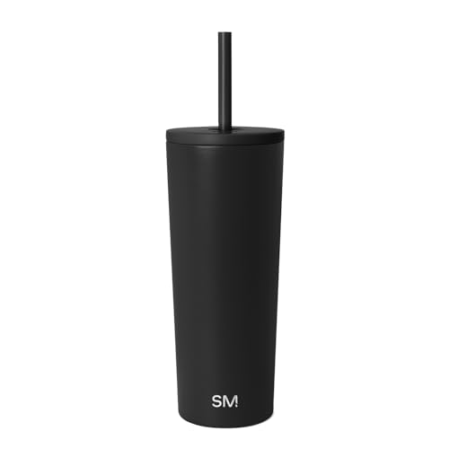 Simple Modern Insulated Tumbler with Lid and Straw | Iced Coffee Cup Reusable Stainless Steel Water Bottle Travel Mug | Gifts for Women Men Her Him | Classic Collection | 24oz | Midnight Black