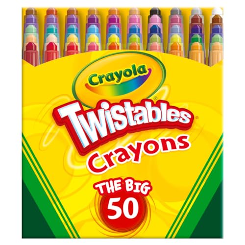 Crayola Mini Twistables Crayons for Kids (50ct) Stocking Stuffers & Holiday Gifts, No Peel Toddler Crayons for Coloring Books, Arts & Crafts Supplies, 3+