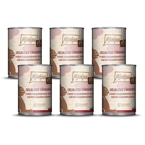 (-38%) MjAMjAM - Premium Nassfutter für Katzen - purer Fleischgenuss - delikates Känguru, 6er Pack (6 x 400 g), getreidefrei mit extra viel Fleisch