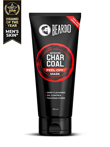 Beardo Activated Charcoal Peel Off Mask for Men, 100g | Charcoal Face Mask for Glowing Skin | Detoxing Facial Kit for Men | Peel Off Mask For Oily & D