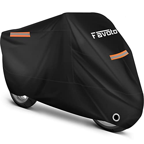 Favoto Motorbike Cover Waterproof Motorcycle Cover Outdoor Oxford Fabric XXL Indoor UV Protection Dustproof Windproof for Outside Storage Scooter Cycle Moped Cover 245 x 105 x 125 cm
