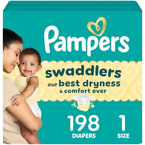 Pampers Swaddlers Diapers Size 1 8-14 lb Skin Safe 198 Count