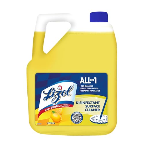 Lizol Disinfectant Surface & Floor Cleaner Liquid, Citrus - 5 Litre | Suitable for All Floor Cleaner Mops | Kills 99.9% Germs| India's #1 Floor Cleane