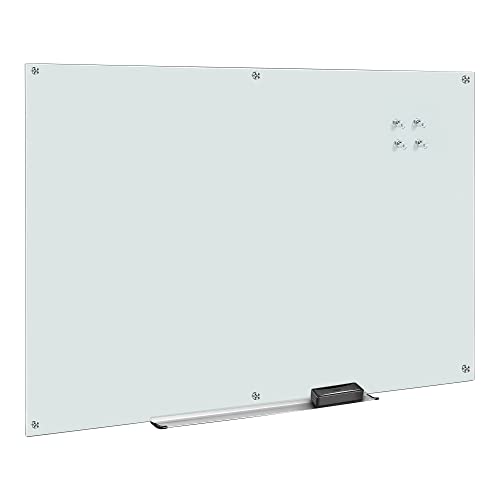 Amazon Basics Glass Dry-Erase Board, Magnetic Frameless Whiteboard, 72W" x 48H", Magnetic White