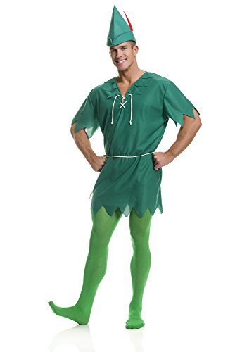 Charades Unisex Adult Peter Pan Adult Sized Costumes, Green, X-Small US