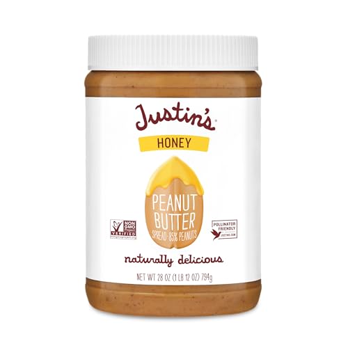 JUSTINS No Stir, Gluten-Free, Honey Peanut Butter, 28 oz Jar