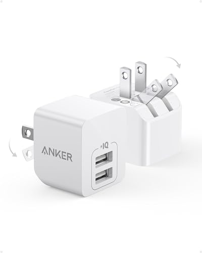 Anker 2-Pack Dual Port 12W USB A Charger Block with Foldable Plug, Charging Box Brick, Cube for iPhone 16 15 14 13 12 Pro Max, Galaxy S22 S21 Note 20