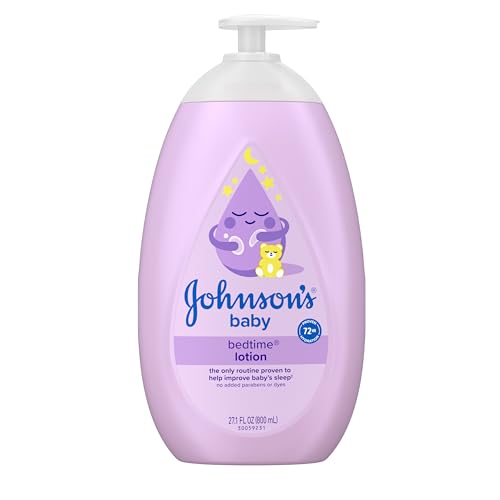 Johnson's Moisturizing Bedtime Baby Lotion with Coconut Oil & NaturalCalm Aromas to Help Relax Baby, Hypoallergenic & Free of Parabens, Phthalates & Dyes, Mild Baby Skin Care, 27.1 fl. oz