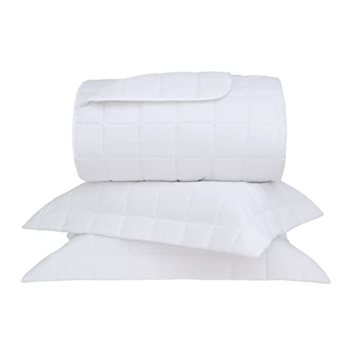 Buddemeyer Kit Colcha King Damask Stripes 100% Algodão Branco 3 pç