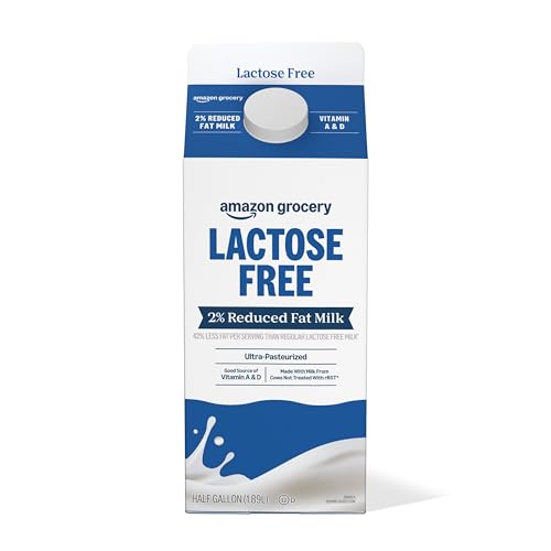 Amazon Grocery, Lactose Free 2% Reduced Fat Milk, Ultra Pasteurized, Half Gallon (Previously Happy Belly, Packaging May Vary)