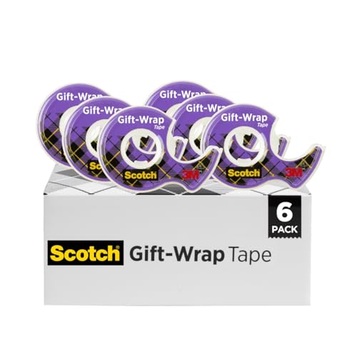 Scotch Gift Wrap Tape, Invisible, 0.75 in. x 650 in., 6 Dispensers/Pack, Create Halloween Crafts