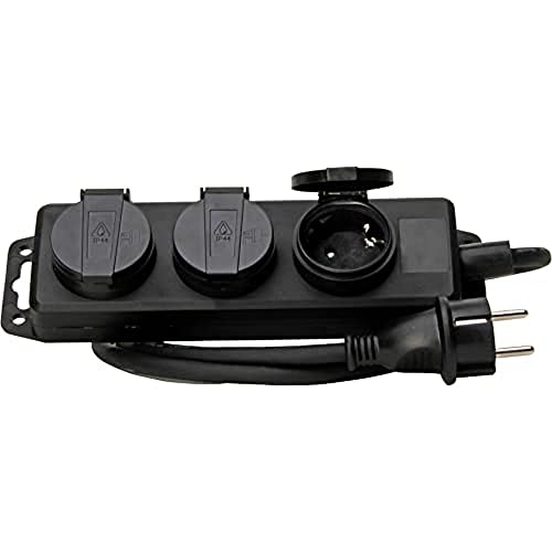 🔥 STARKER PREIS (-36%) Kopp 3-Fach Feuchtraum-Steckdosenleiste in Schwarz - Robuste Mehrfachsteckdose mit Klappdeckeln & 1,4 Kabel - IP44 spritzwassergeschützt - Anschraubbar & aufhängbar - für 16A & 250V~
