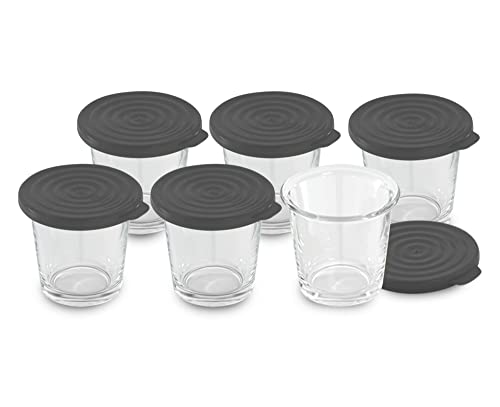 Moulinex Lot de 6 Verrines XA606000 Couvercle Silicone Compatible Multicuiseurs Cookeo, Cookeo USB, Cookeo Connect, Nc, Transparent/Noir