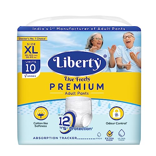 Liberty Premium Adult Diaper Pants Unisex, X-Large 10 Pcs, Waist Size (96 - 165 cms | 38-65 Inches)