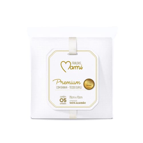 Fralda Premium Mami C/Bainha para Bebê 70cm X 70cm Contém 05 Un