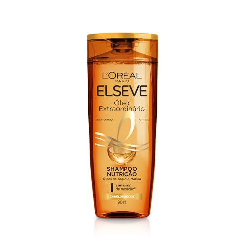 Shampoo L'Oréal Paris Elseve Óleo Extraordinário Micro-Óleos 200ml | Shampoo Óleo Extraordinário com Micro-Óleos de 6 Flores Preciosas que nutrem o cabelo seco com leveza e brilho excepcional