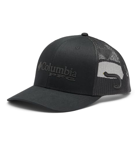 Columbia Unisex PFG Mesh Snap Back Ball Cap, Black, Hook