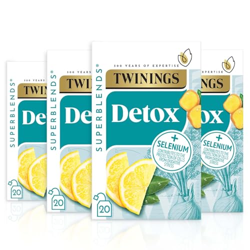 Twinings Superblends Detox - Lemon, Ginger & Burdock Root Herbal Tea Infusion with Fennel & Selenium, 80 x Biodegradable Tea Bags