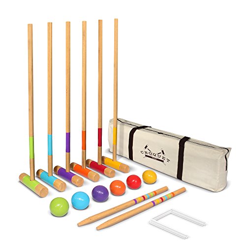 GoSports Premium Croquet Set 6-Player Modern Wood Design