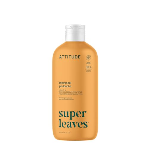 ATTITUDE Body Wash, EWG Verified Shower Gel, Dermatologically Tested, Plant and Mineral-Based, Vegan Personal Care Products, Orange Blossom & Eucalyptus Scent, 473 mL