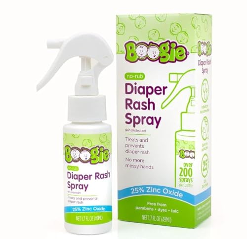 Boogie Diaper Rash Cream Spray for Baby, Travel Friendly No-Rub Touch Free Application for Sensitive Skin, Over 200 Sprays per Bottle, 1.7 oz (Pack of 1)