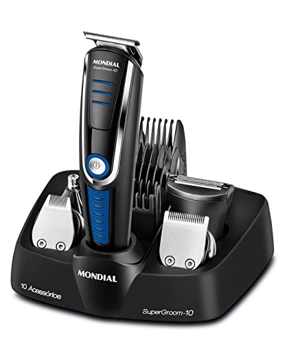 Aparador de Pelos Super Groom 10, Mondial, Preto/Azul, 6W, Bivolt Bg-03