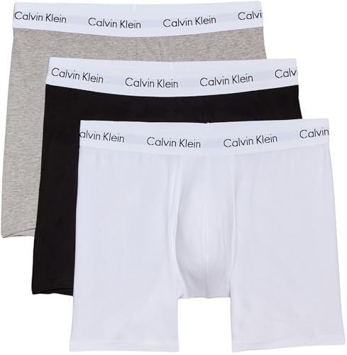 🔥 STARKER PREIS (-51%) Calvin Klein Herren 3er Pack Boxershorts Briefs Boxer Brief Stretch, Mehrfarbig (Black/White/Grey Heather), L