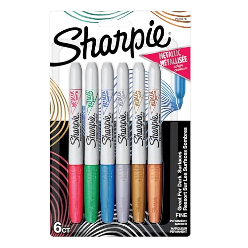 Metallic Permanent Markers Fine Tip Assorted Colors 6 Count Arts And