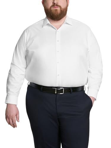 Kenneth Cole Unlisted Men's Dress Shirt Big and Tall Solid , White, 19" Neck 34"-35" Sleeve