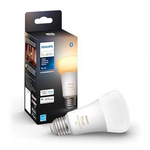 PhilipsHue 530345 White A19 60W Equivalent Single LED Light Bulb, Works with Alexa, Apple HomeKit and Google Assistant,