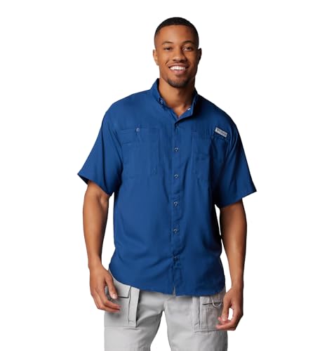 Columbia Mens PFG Tamiami II Short Sleeve Fishing Shirt, Carbon, X-Large