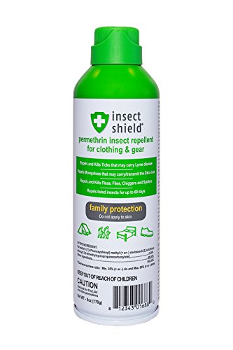 Insect Shield Premium Permethrin Spray - Tick, Flea, Fly, Mosquito, Chigger, Spider & Bed Bug Repellent for Clothing, Gear, Furniture, & Tents, Last up to 60 Days, Clear, 6 Oz Aerosol