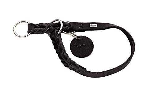 HUNTER SOLID EDUCATION training collar for dogs, leather, soft, non-slip, 55 (M-L), black