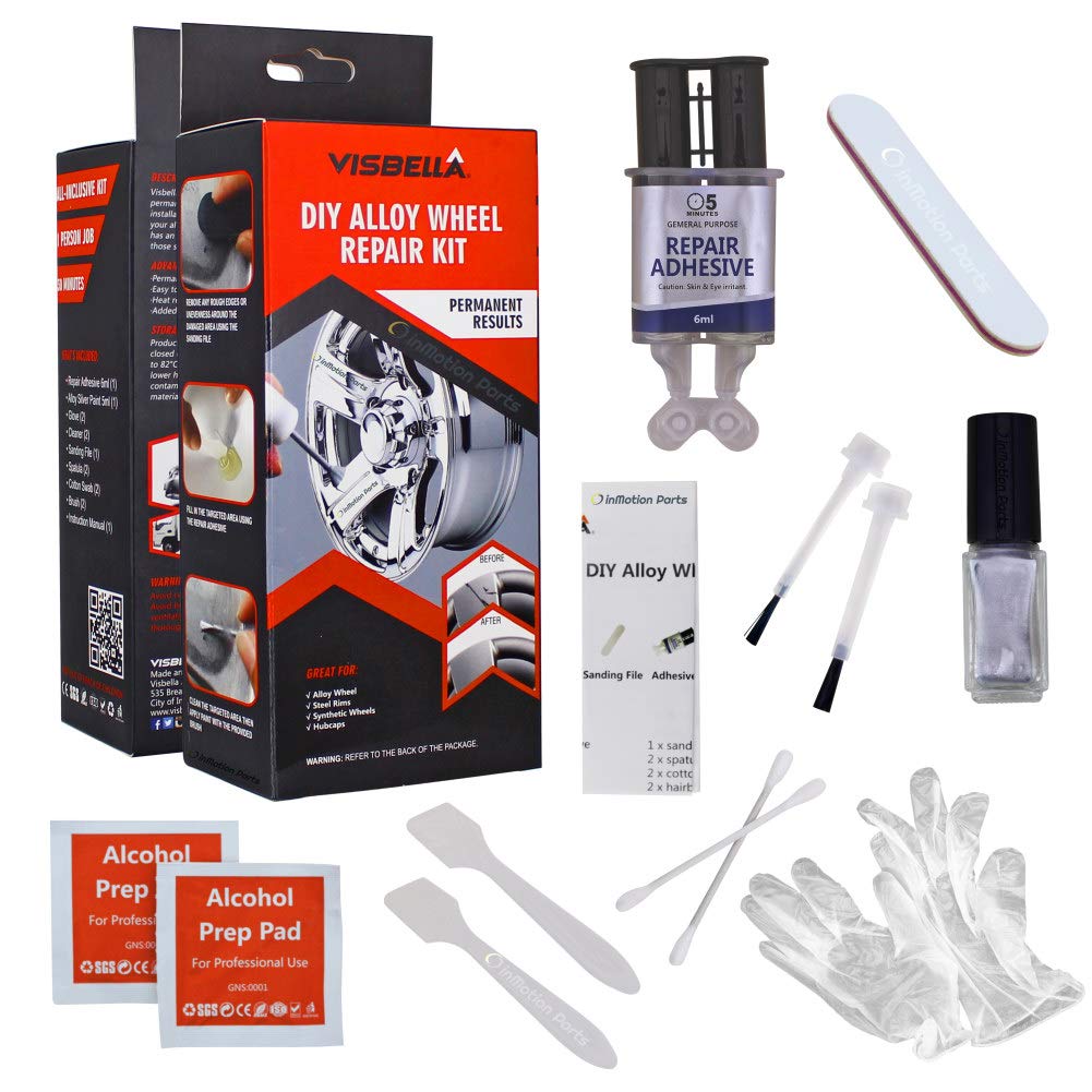 Visbella DIY Alloy Wheel Repair Kit Fix Curb Rash Touch up and Paint
