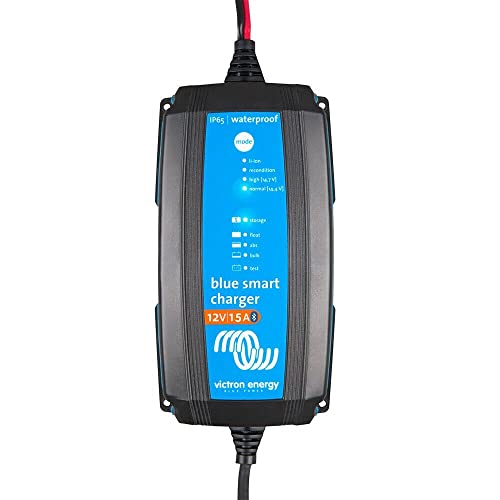 Victron Energy Blue Smart Car Battery Charger – IP65 – Float, Trickle Charger & Desulfator for Motorcycle, ATV, RV, Lithium & Deep Cycle Batteries - 12V 15A