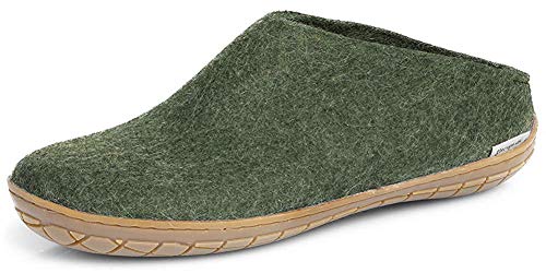 Glerups 100% quality wool mix Slipper with rubber sole - Unisex Slip-on - Forest - Size 8.5