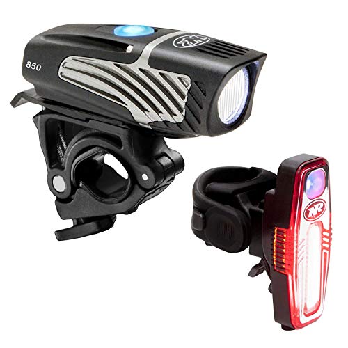 NiteRider Lumina Micro 850 Front Bike Light Sabre 80 Rear Bike Light Combo Pack- LED USB Rechargeable Bicycle Headlight Water Resistant Mountain Road City Commuting Cycling Safety Flashlight, Black